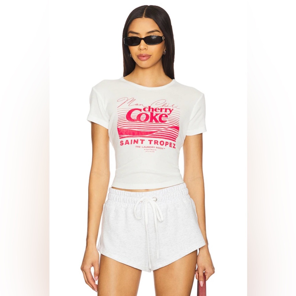 Cherry Coke Saint Tropez Baby Tee in White